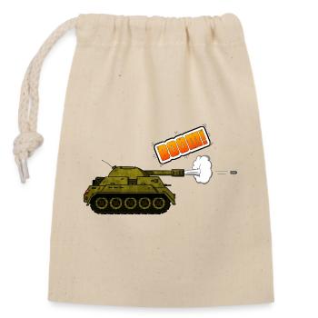 Panzer - Boom - Verschließbarer Geschenkbeutel aus Baumwolle (14x20cm) - Natur - Vorne