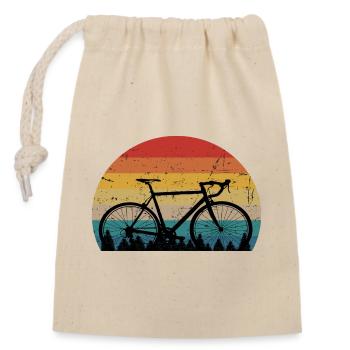 Vélo Rétro Vintage Cadeau Roue Vélo - Sac cadeau en coton avec cordon (14 x 20 cm) - nature - Devant