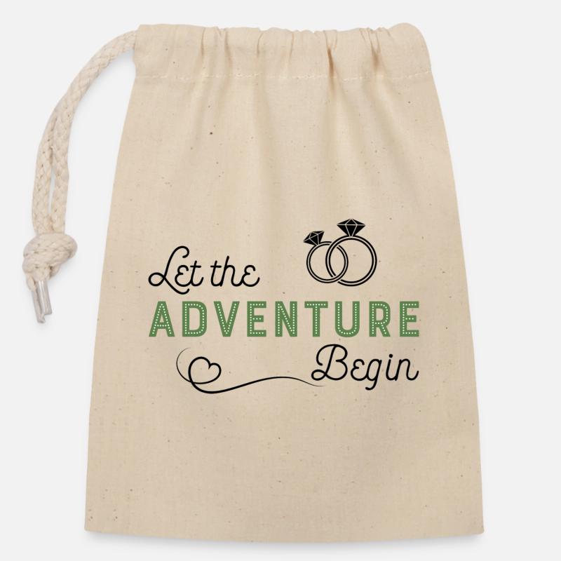 Mariage - Sac cadeau en coton avec cordon (14 x 20 cm) - nature