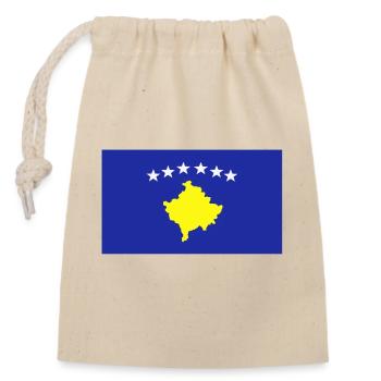 Drapeau du Kosovo - Sac cadeau en coton avec cordon (14 x 20 cm) - nature - Devant