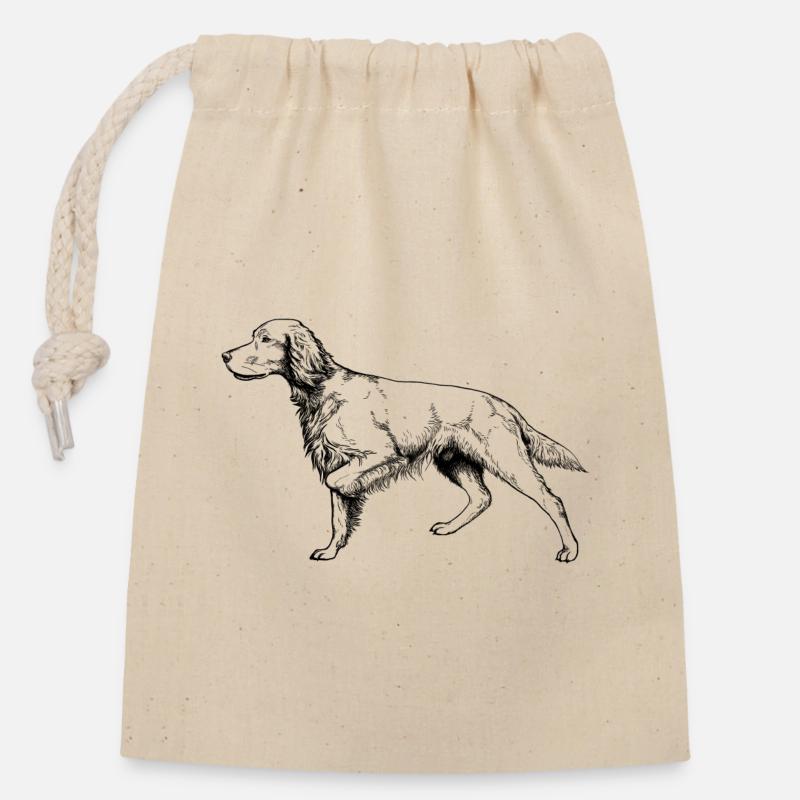 Setter ci-dessus - Sac cadeau en coton avec cordon (14 x 20 cm) - nature