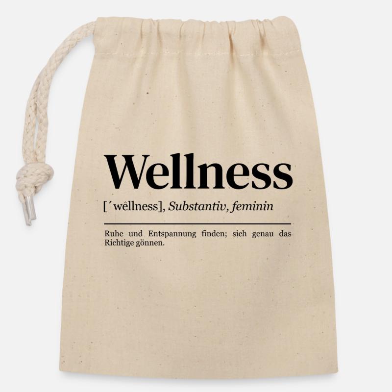 Wellness Definition Ruhe Entspannung Deko - Verschließbarer Geschenkbeutel aus Baumwolle (14x20cm) - Natur