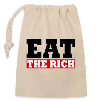 Eat the rich - Verschließbarer Geschenkbeutel aus Baumwolle (14x20cm) - Natur - Vorne