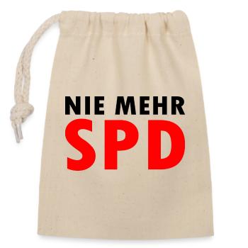 Nie mehr spd - Verschließbarer Geschenkbeutel aus Baumwolle (14x20cm) - Natur - Vorne