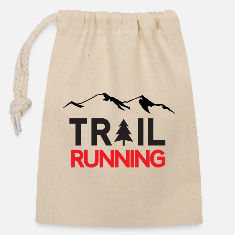 Trail Running - Sac cadeau en coton avec cordon (14 x 20 cm) - nature