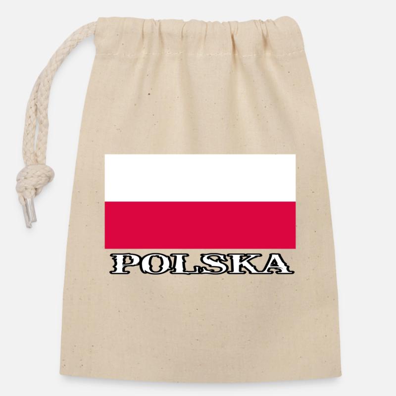 POLSKA - Sac cadeau en coton avec cordon (14 x 20 cm) - nature