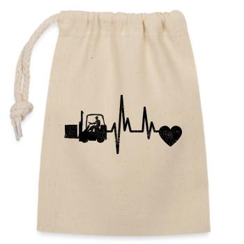 Lagerlogistik Herzschlag Logistik Lagerarbeiter - Verschließbarer Geschenkbeutel aus Baumwolle (14x20cm) - Natur - Vorne