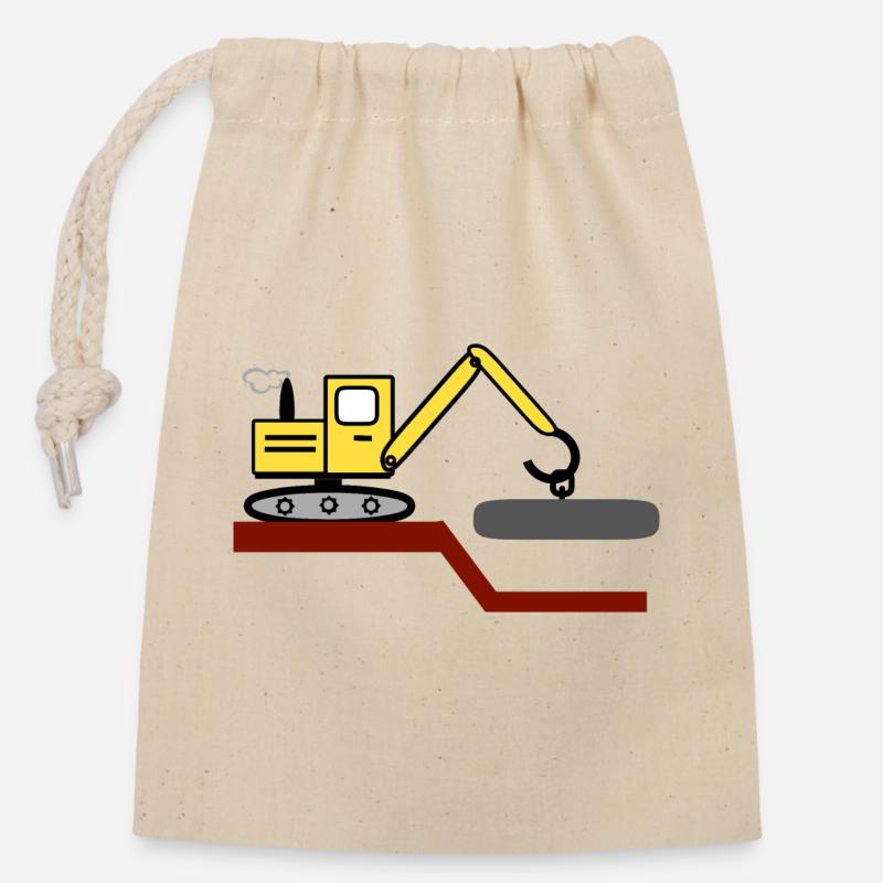 Bagger - Verschließbarer Geschenkbeutel aus Baumwolle (14x20cm) - Natur