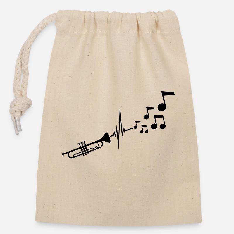 Instrument Trompette Notes - Sac cadeau en coton avec cordon (14 x 20 cm) - nature