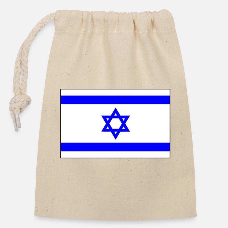 Israel - Closable cotton gift bag (14x20cm) - nature