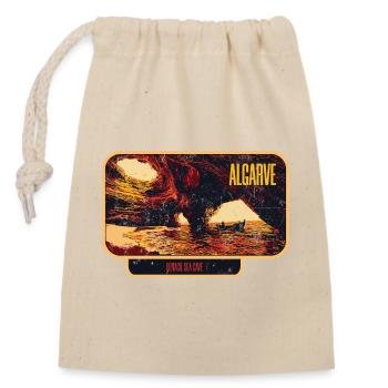 Badge retro, Algarve Portugal, plage été soleil - Sac cadeau en coton avec cordon (14 x 20 cm) - nature - Devant