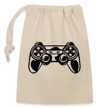 Retro Console Controller Gamer - Closable cotton gift bag (14x20cm) - nature - Front