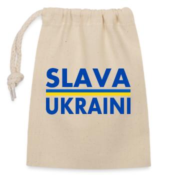 Slava ukraini - Sac cadeau en coton avec cordon (14 x 20 cm) - nature - Devant