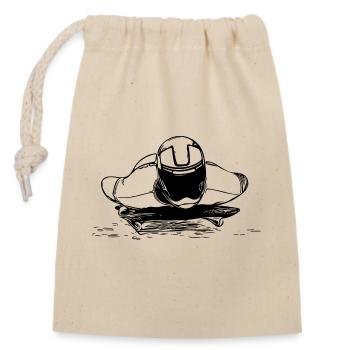 Brave skeleton rider in the ice channel - Closable cotton gift bag (14x20cm) - nature - Front