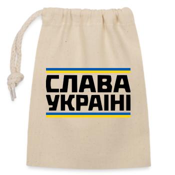 Slava ukraini - Closable cotton gift bag (14x20cm) - nature - Front