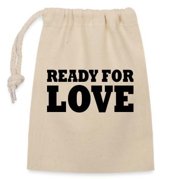 READY FOR LOVE - Sac cadeau en coton avec cordon (14 x 20 cm) - nature - Devant