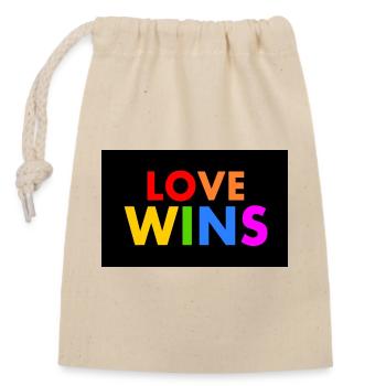 Love wins - Verschließbarer Geschenkbeutel aus Baumwolle (14x20cm) - Natur - Vorne