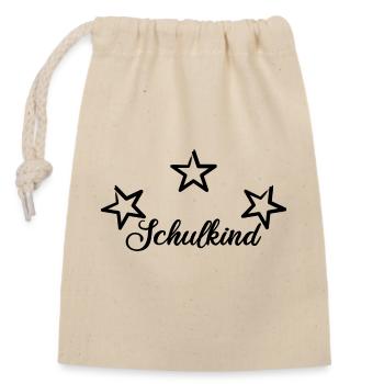 Schulkind - Verschließbarer Geschenkbeutel aus Baumwolle (14x20cm) - Natur - Vorne