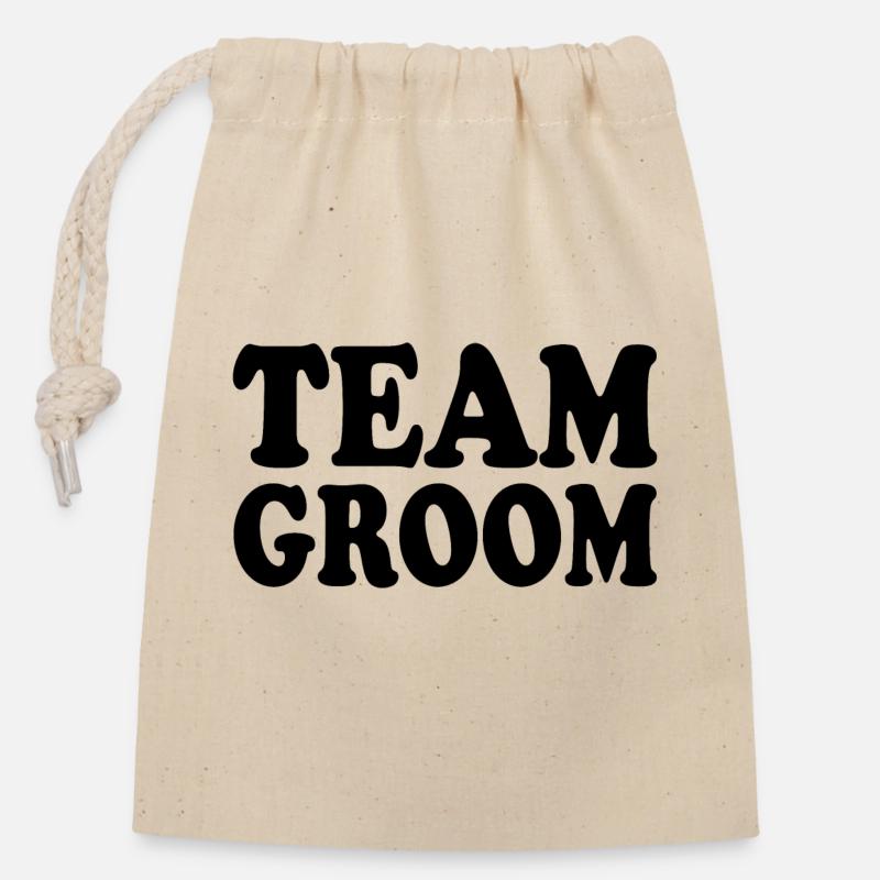 Team groom - Sac cadeau en coton avec cordon (14 x 20 cm) - nature