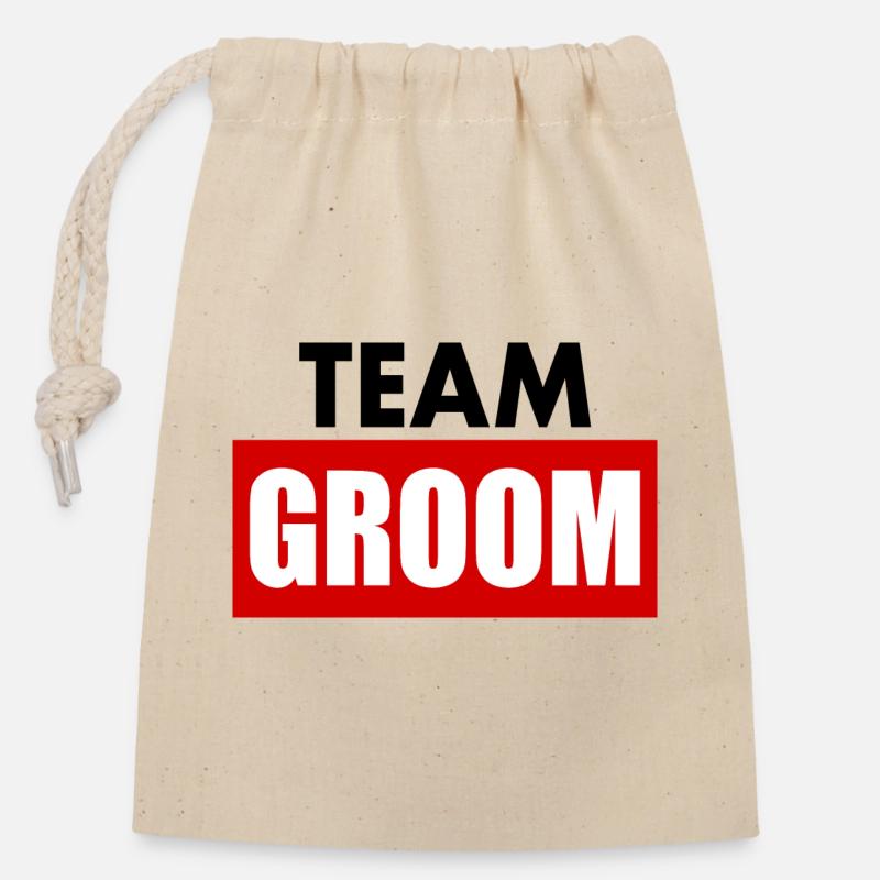 Team groom - Sac cadeau en coton avec cordon (14 x 20 cm) - nature
