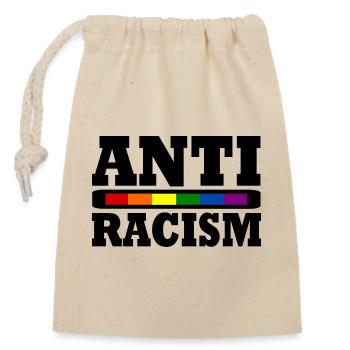antiraciste - Sac cadeau en coton avec cordon (14 x 20 cm) - nature - Devant