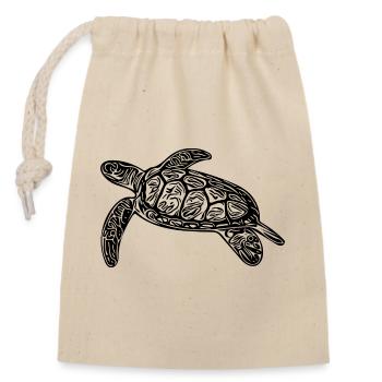 Small floating turtle - Closable cotton gift bag (14x20cm) - nature - Front