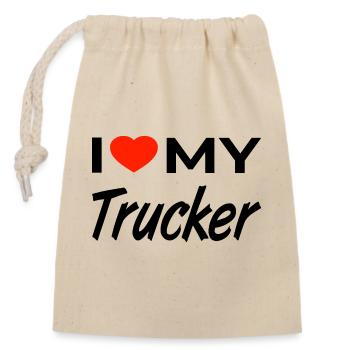 Trucker - Verschließbarer Geschenkbeutel aus Baumwolle (14x20cm) - Natur - Vorne