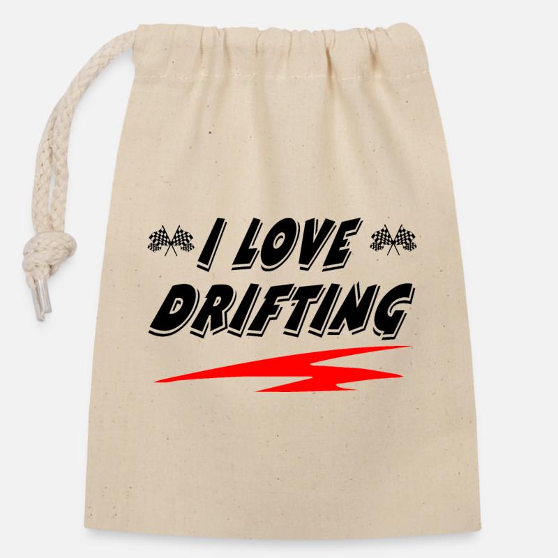 Car - Closable cotton gift bag (14x20cm) - nature