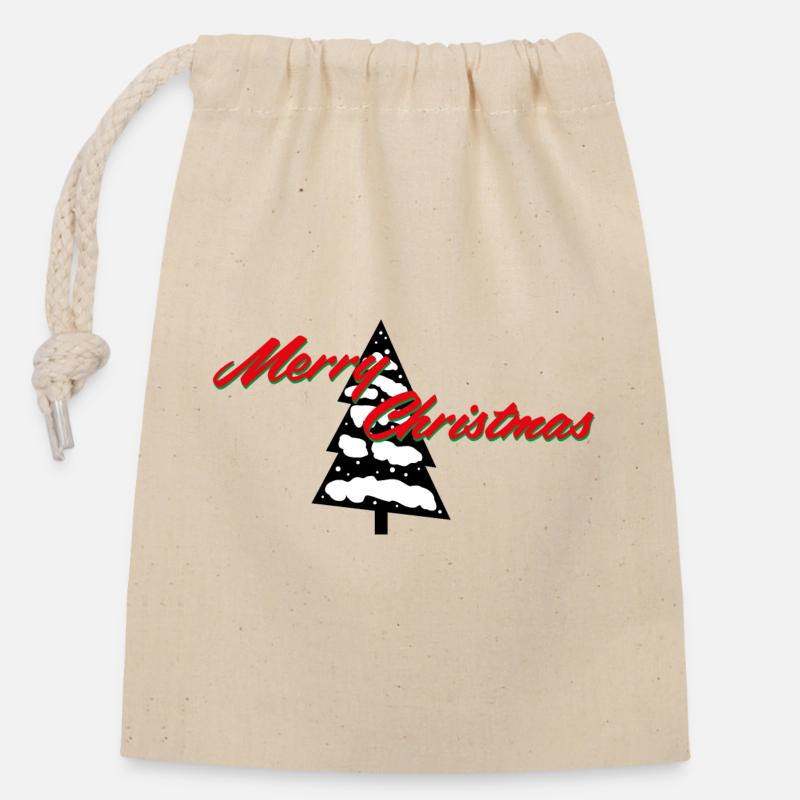 Merry_Christmas_Tannenbaum - Closable cotton gift bag (14x20cm) - nature