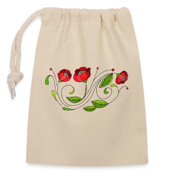 Fleur - Sac cadeau en coton avec cordon (14 x 20 cm) - nature - Devant