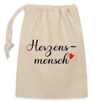 Herzensmensch - Verschließbarer Geschenkbeutel aus Baumwolle (14x20cm) - Natur - Vorne