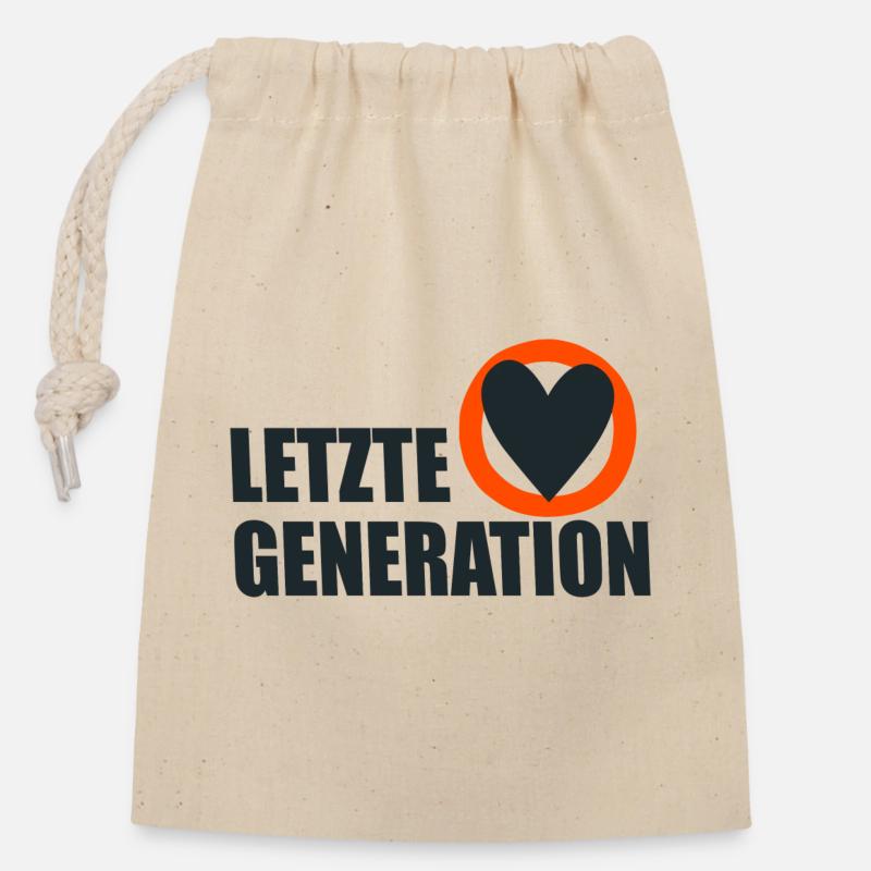 Letzte Generation - Design 4 - Verschließbarer Geschenkbeutel aus Baumwolle (14x20cm) - Natur