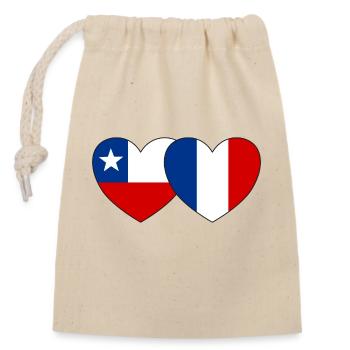 Chile Frankreich Flagge Herz - Verschließbarer Geschenkbeutel aus Baumwolle (14x20cm) - Natur - Vorne