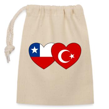Chile Türkei Flagge Herz - Verschließbarer Geschenkbeutel aus Baumwolle (14x20cm) - Natur - Vorne