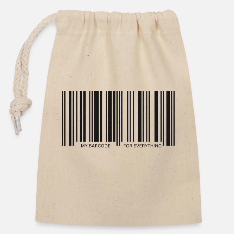 My barcode for everything - Closable cotton gift bag (14x20cm) - nature