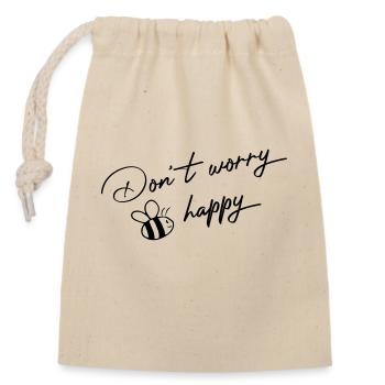 Dont worry be happy - sumse Biene - Verschließbarer Geschenkbeutel aus Baumwolle (14x20cm) - Natur - Vorne