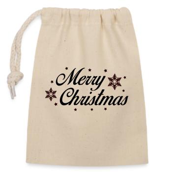merry christmas - Verschließbarer Geschenkbeutel aus Baumwolle (14x20cm) - Natur - Vorne