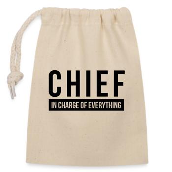 CHEF EN CHARGE DE TOUT - Sac cadeau en coton avec cordon (14 x 20 cm) - nature - Devant