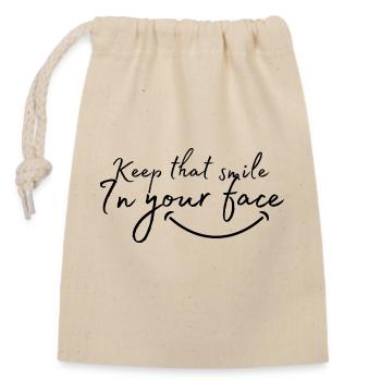 Gardez ce sourire sur votre visage - Sac cadeau en coton avec cordon (14 x 20 cm) - nature - Devant