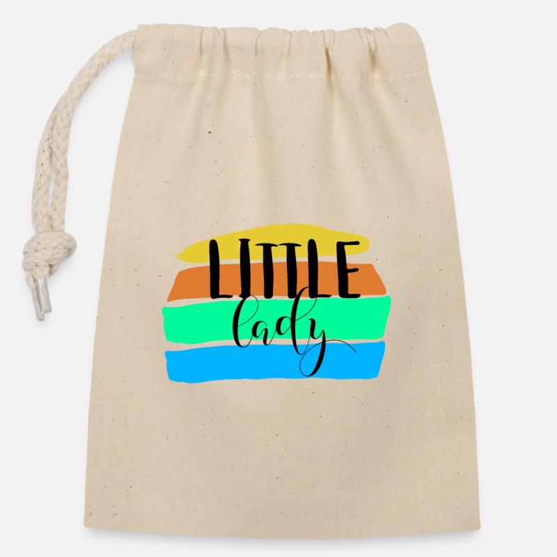 Petite Dame - Sac cadeau en coton avec cordon (14 x 20 cm) - nature