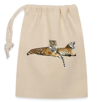 Tiger - Verschließbarer Geschenkbeutel aus Baumwolle (14x20cm) - Natur - Vorne