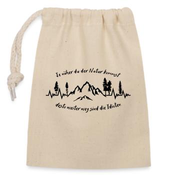 Berg Wandern Natur Lustig - Verschließbarer Geschenkbeutel aus Baumwolle (14x20cm) - Natur - Vorne