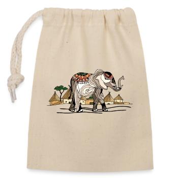 Éléphant - Sac cadeau en coton avec cordon (14 x 20 cm) - nature - Devant
