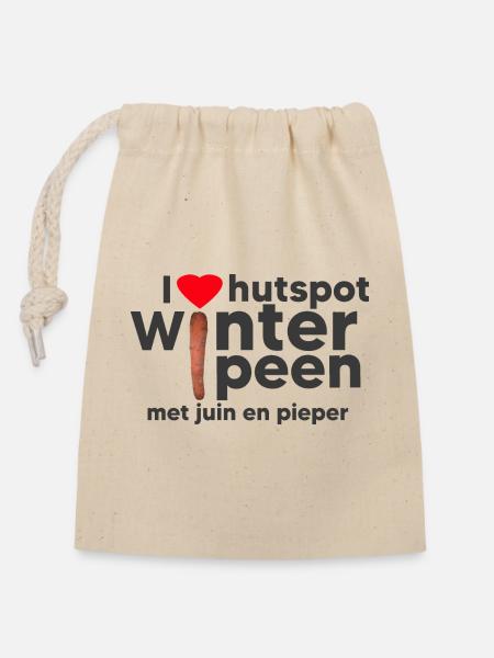 Cabane d’hiver - Sac cadeau en coton avec cordon (14 x 20 cm) - nature