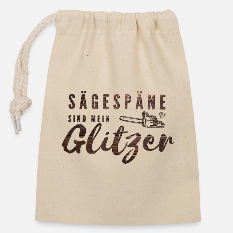 Kettensäge - Sägespäne sind mein Glitzer - Verschließbarer Geschenkbeutel aus Baumwolle (14x20cm) - Natur