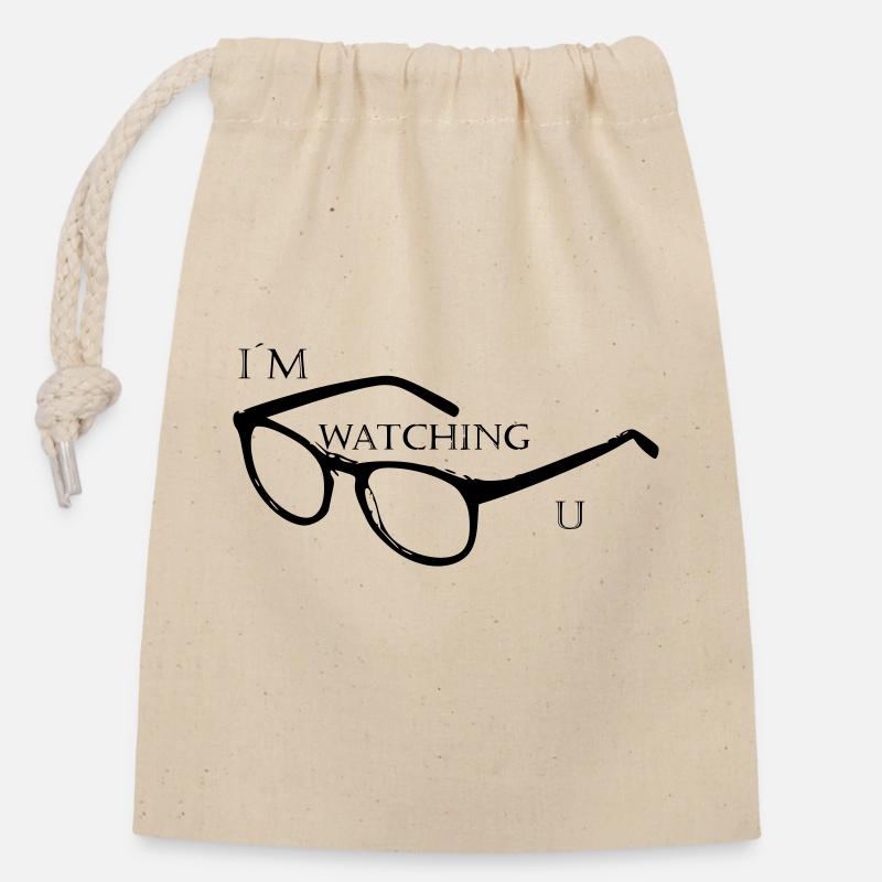In the watching u lettering - Closable cotton gift bag (14x20cm) - nature