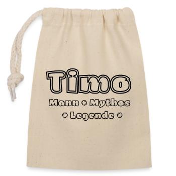 Timo - der Mann, der Mythos, die Legende - Verschließbarer Geschenkbeutel aus Baumwolle (14x20cm) - Natur - Vorne