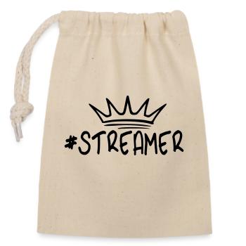 Streamer social media king - Closable cotton gift bag (14x20cm) - nature - Front