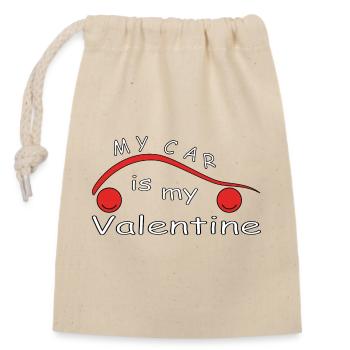 Ma voiture est ma valentine - Sac cadeau en coton avec cordon (14 x 20 cm) - nature - Devant