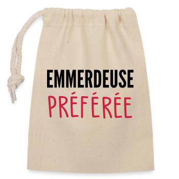 emmerdeuse préférée / humour saint valentin - Sac cadeau en coton avec cordon (14 x 20 cm) - nature - Devant